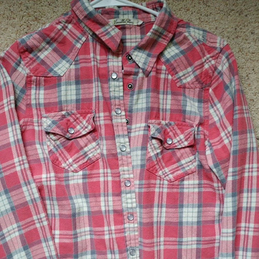 Pearl snap flannel